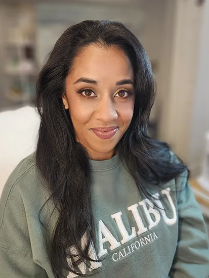 Professional makeup brushes and products used in a home based setup